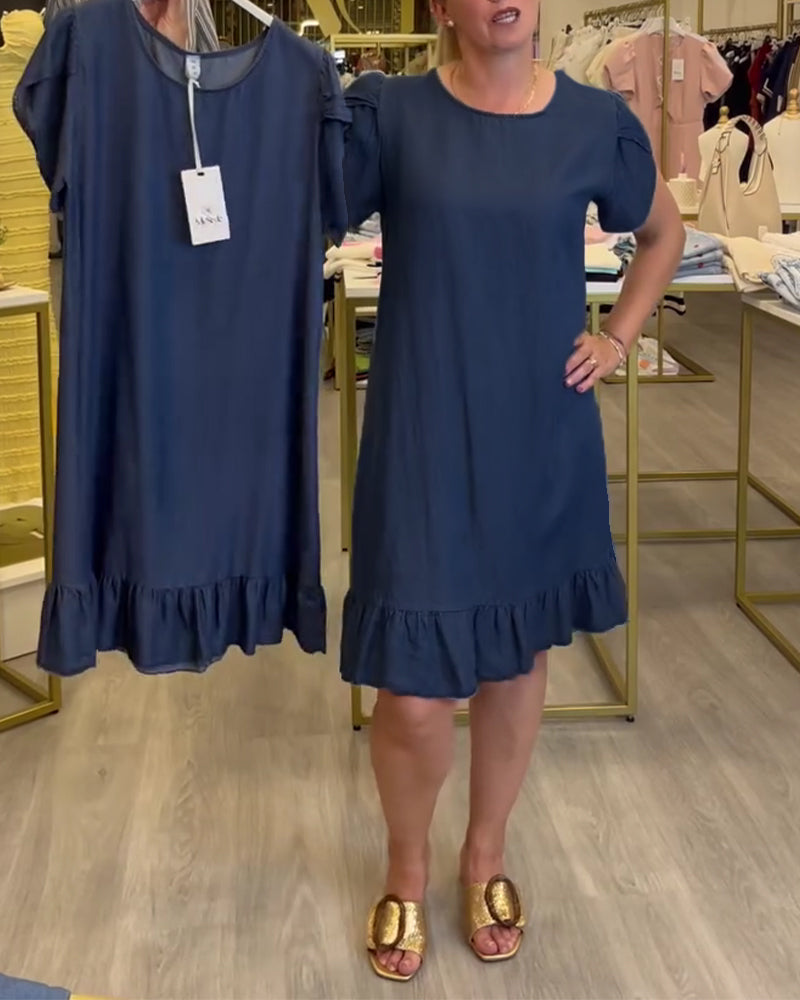 Casual Denim Ruffle Dress