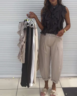 Designer Ruffle Sleeveless Tank Top