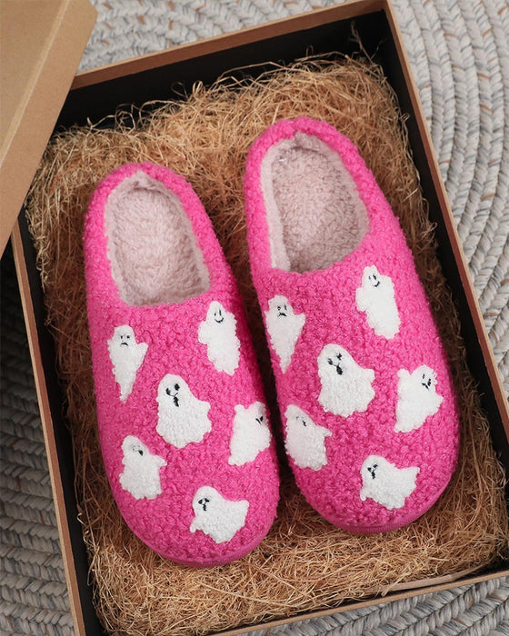 Women's Cute Cartoon Ghost Pattern Plush Slippers
