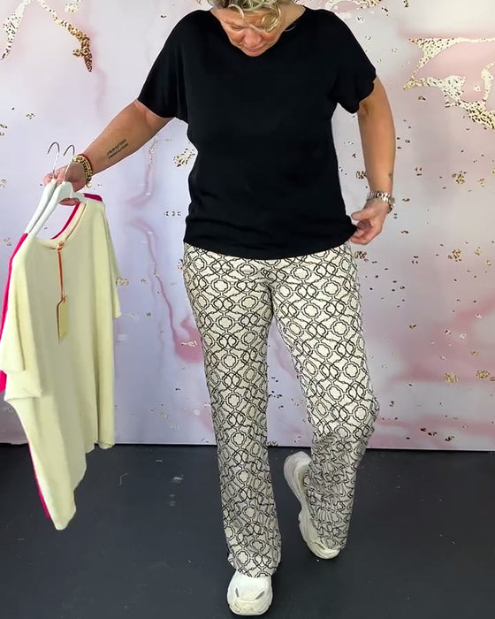 Solid color round neck casual T-shirt