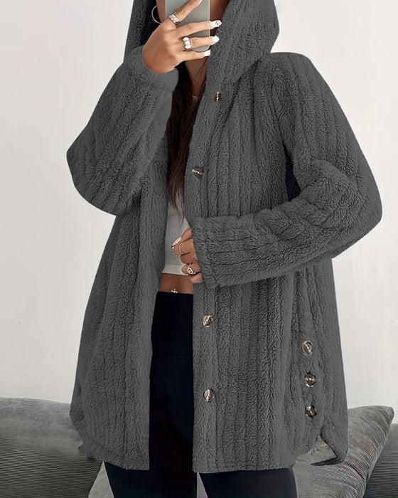 Solid Color Long Sleeve Coat