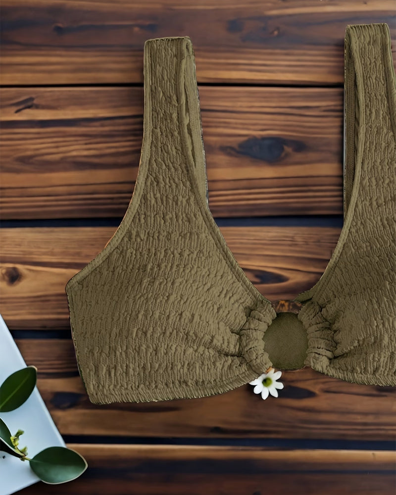V-Neck High Waist Bikini