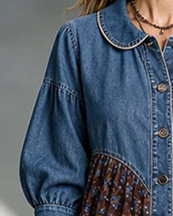 Shirt Collar Patchwork Dress