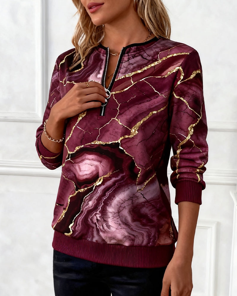 Half-Zip 3d Digital Print Sweatshirt