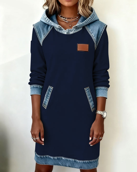 Hooded Paneled Contrast Dress