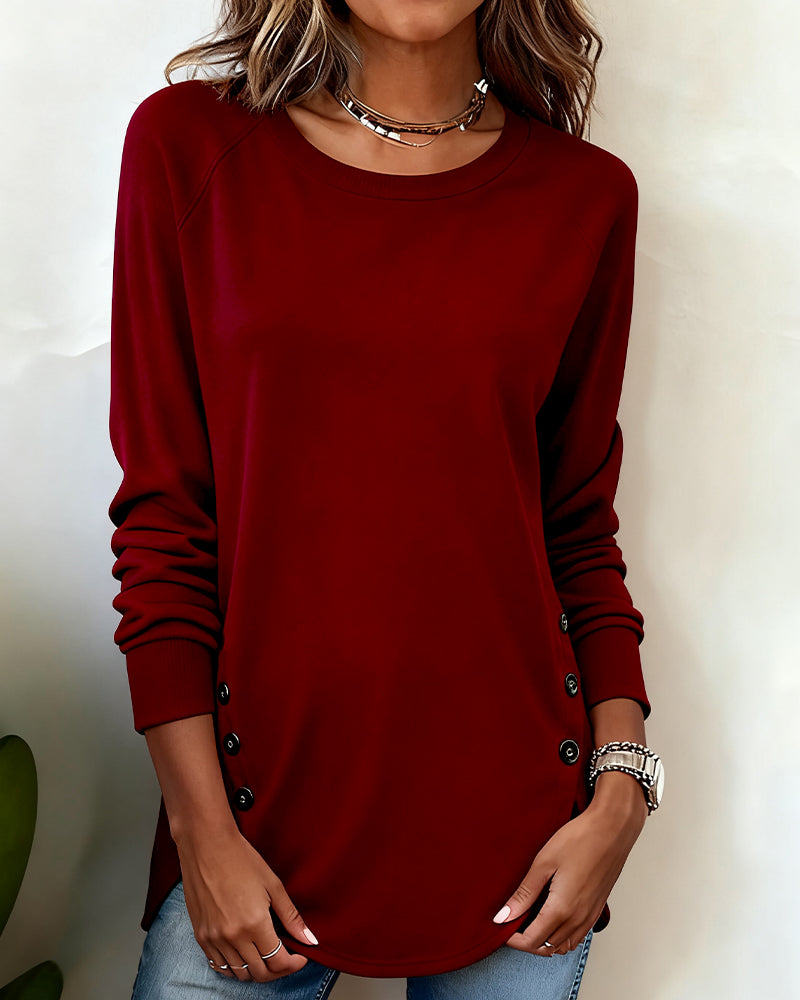 Irregular Hem Raglan Sleeve Sweatshirt