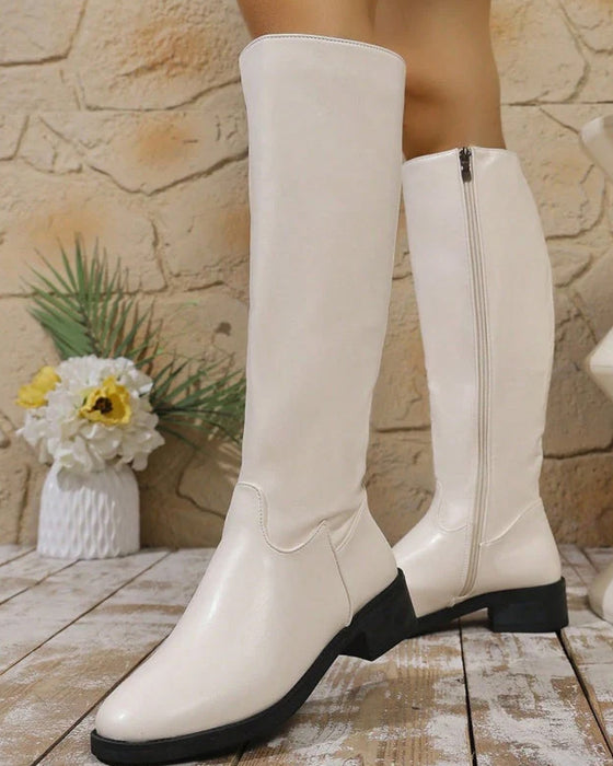 Women's Fashion Side Zipper Mid-Calf Boots