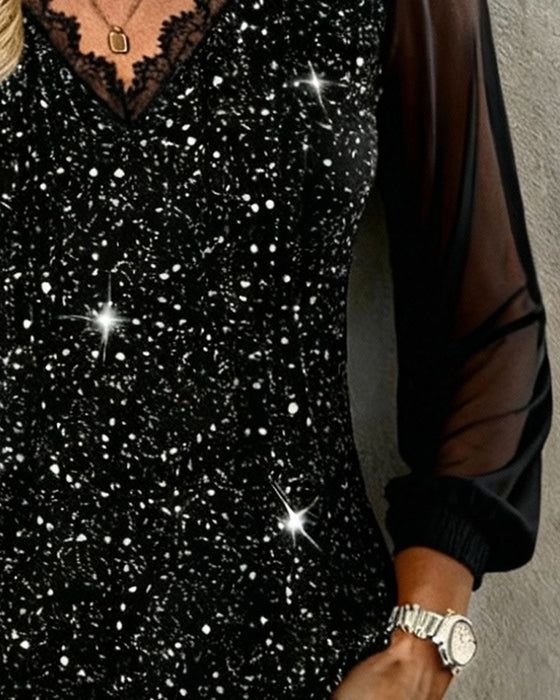 Fashionable Long-Sleeved V-Neck Blouse