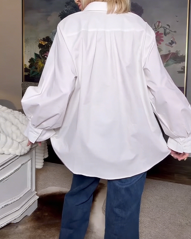 Lotus Sleeve Office Blouse