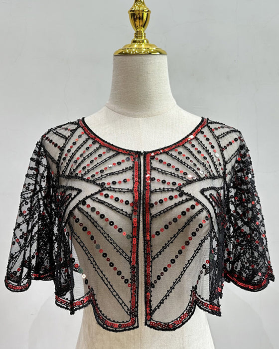 Vintage lace with beads shawl