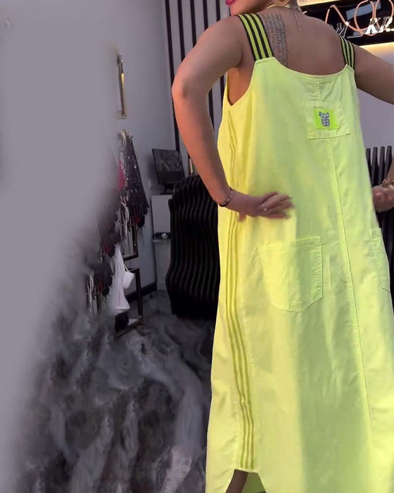 Spliced Suspender Loose Dress