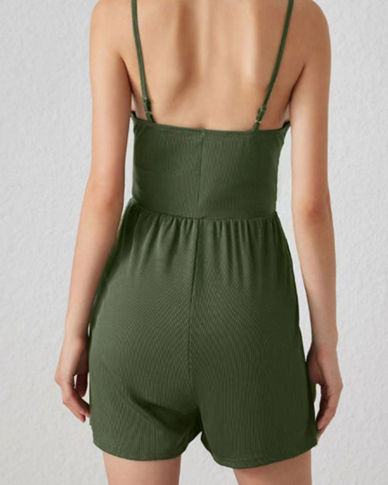 Solid Color Casual Jumpsuits