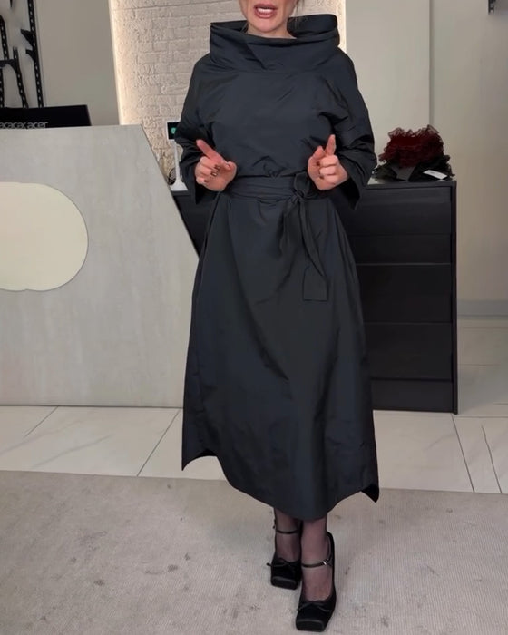 Wide-Neck Tie-Up Fashionable Long Dress