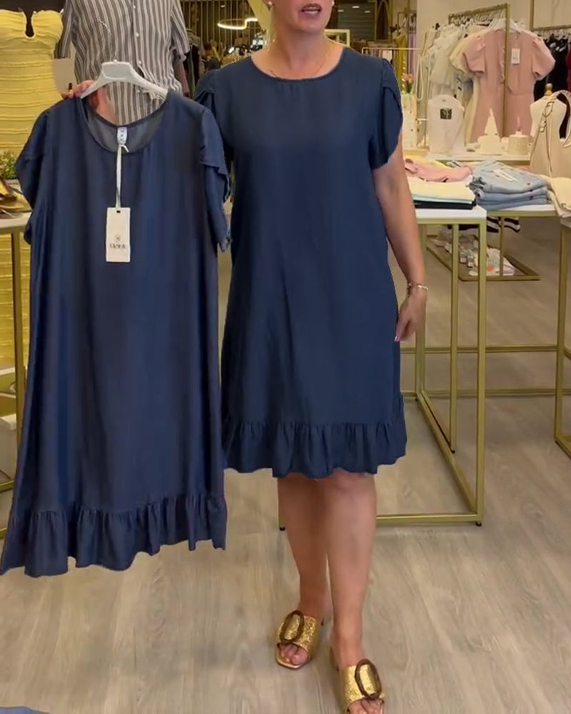 Casual Denim Ruffle Dress
