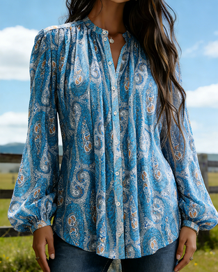 Boho Cashew Flower Print Blouse
