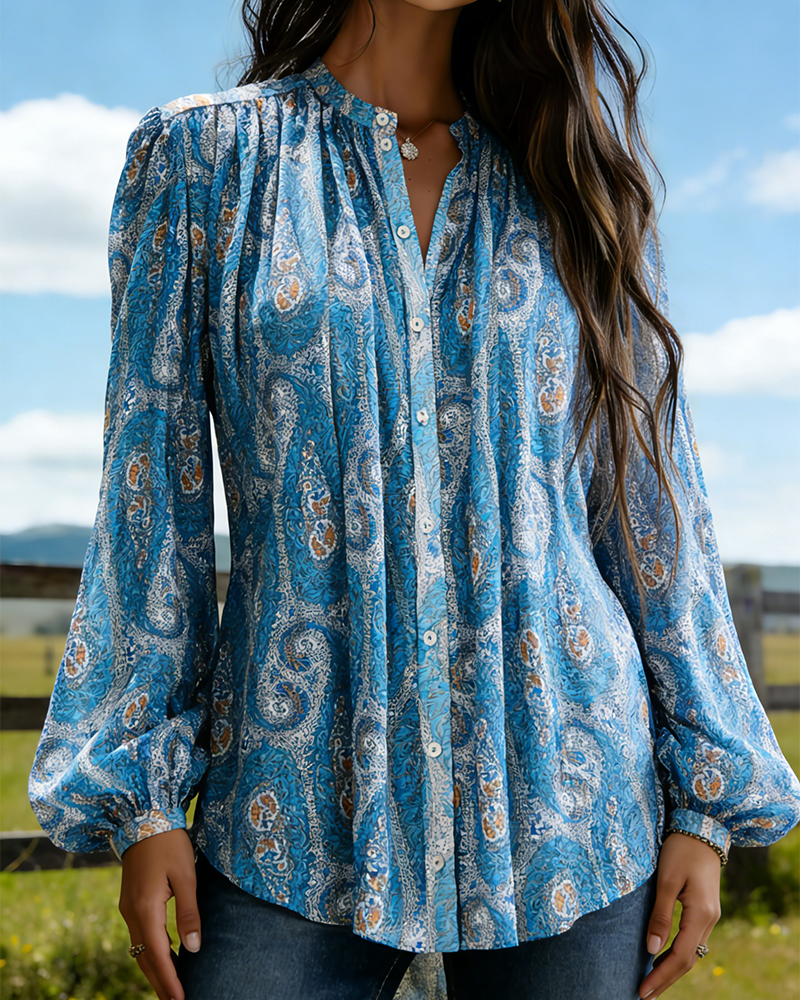 Boho Cashew Flower Print Blouse