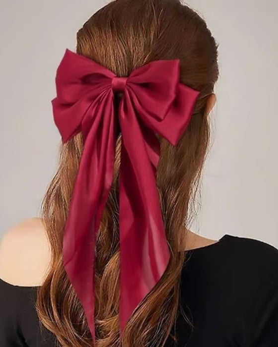 🔥Large Bow Hair Clip for Women – Wedding & Everyday Ponytail Accessory with Long Tail
