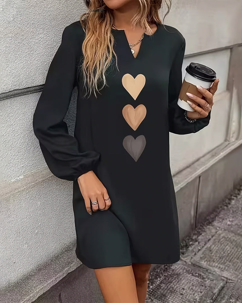 V-Neck Heart-Shaped Slimming Straight Dress