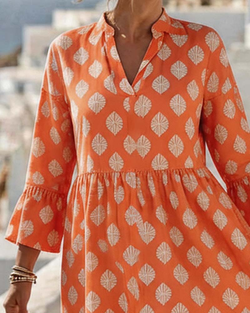 V-Neck Printed Dress