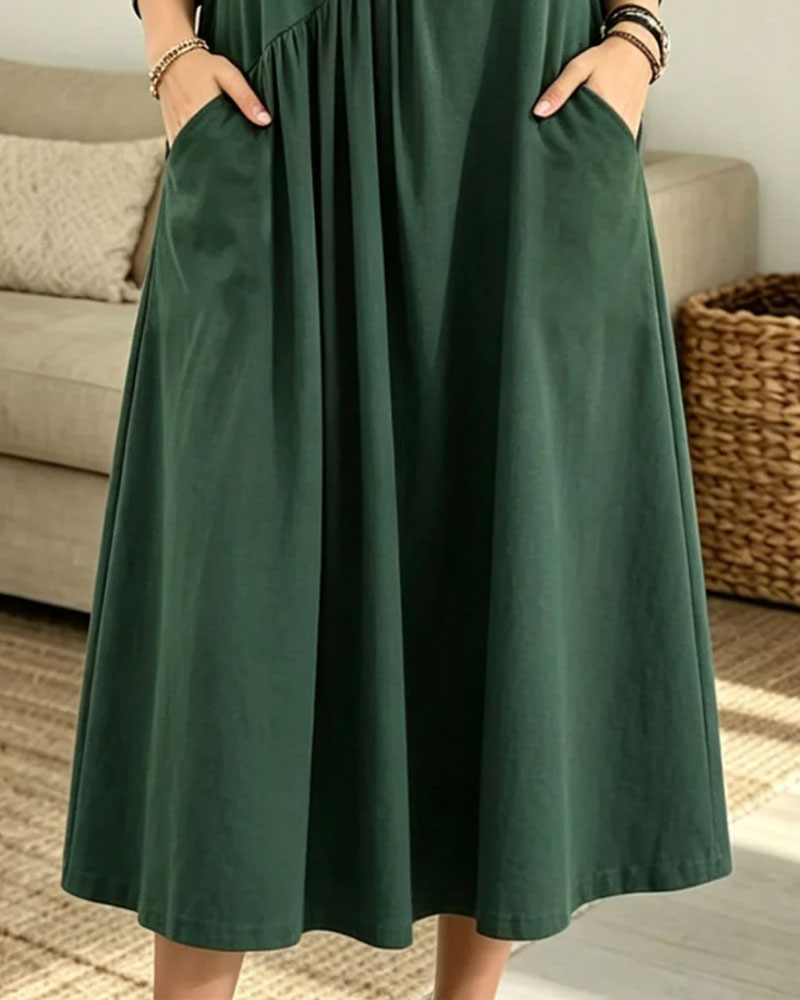 Turtleneck Ruched Pocket Maxi Dress
