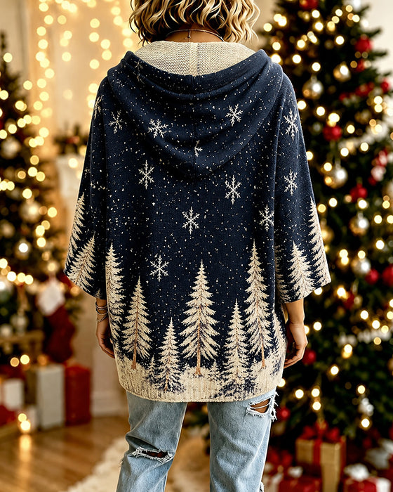 Hooded Snowflake Christmas Tree Pullover