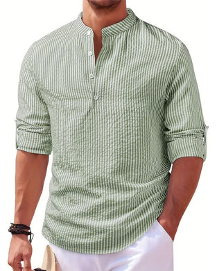Stand Collar Striped Men's Shirt
