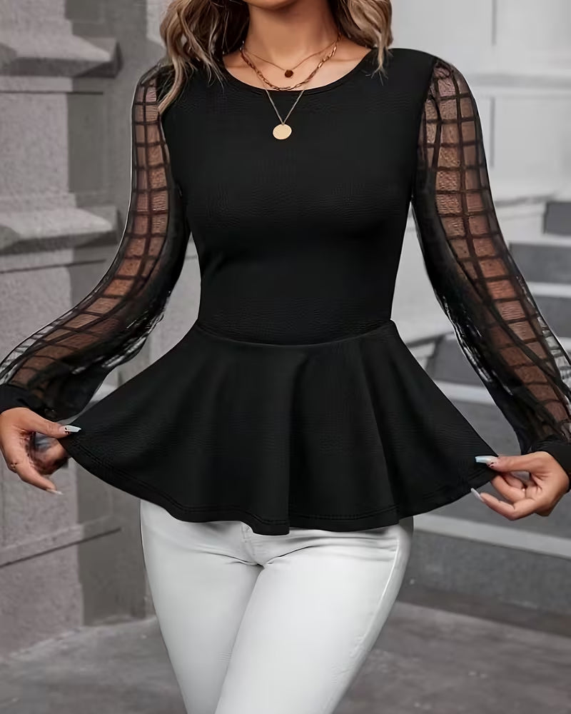 Fashionable Mesh Long Sleeve Top