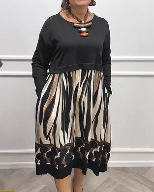 Geometric Abstract Print Patchwork Dress