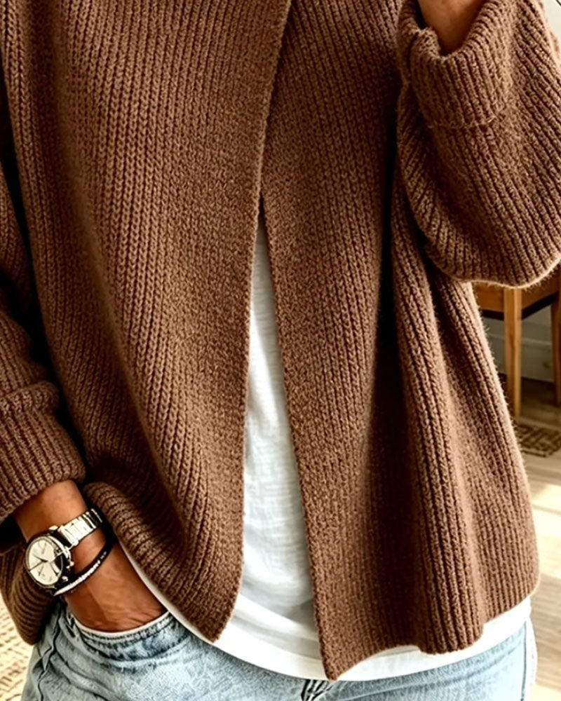 Solid Color Long Sleeve Cardigan