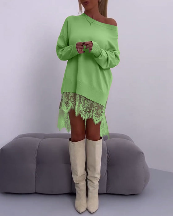 Solid color off shoulder slim pullover