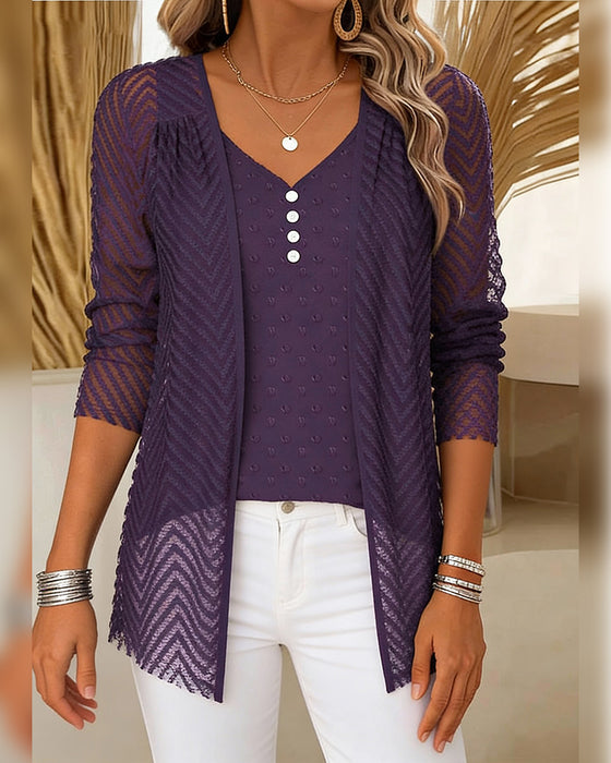 3d Floral Print Two-Piece Top