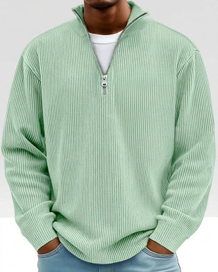 Men's Zipper Lapel Long Sleeve Sweatshirt