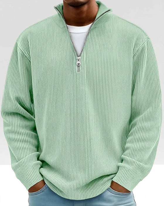 Men's Zipper Lapel Long Sleeve Sweatshirt