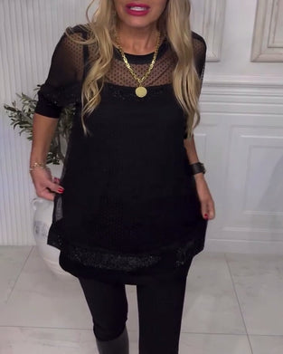 Patchwork Long Sleeve Blouse