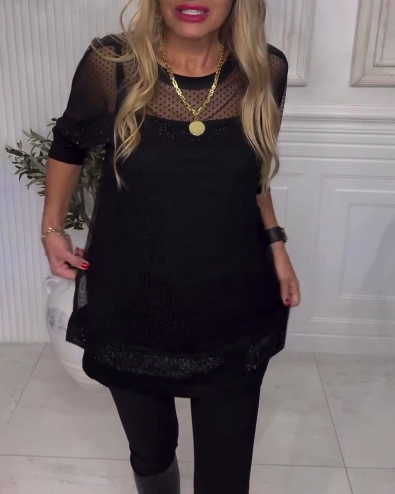 Patchwork Long Sleeve Blouse