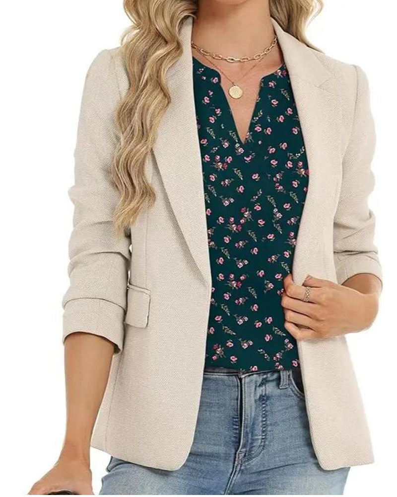 Flower Print Small V-Neck Blouse