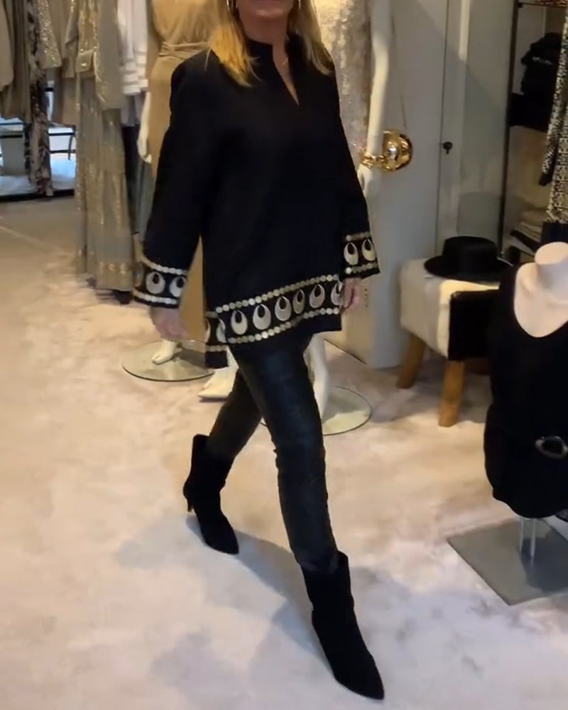 Positioned Printed Loose Blouse