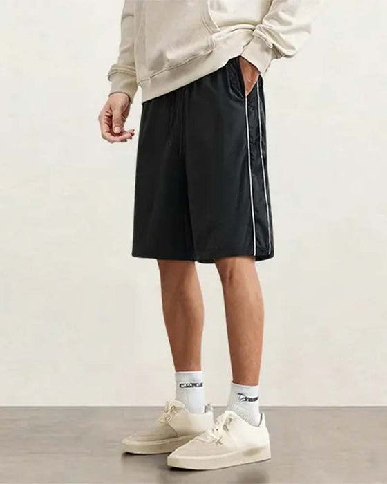 Double White Stripe Knee-Length Casual Shorts