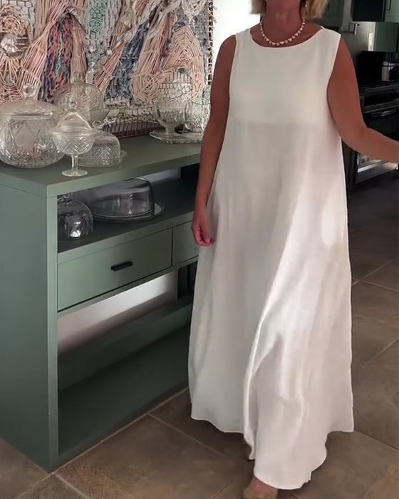 Sleeveless Loose Draped Long Dress