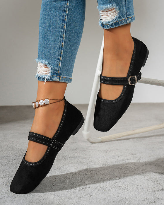 Women's Vintage Classy Elegant Square Toe Classic Mary Jane Shoes