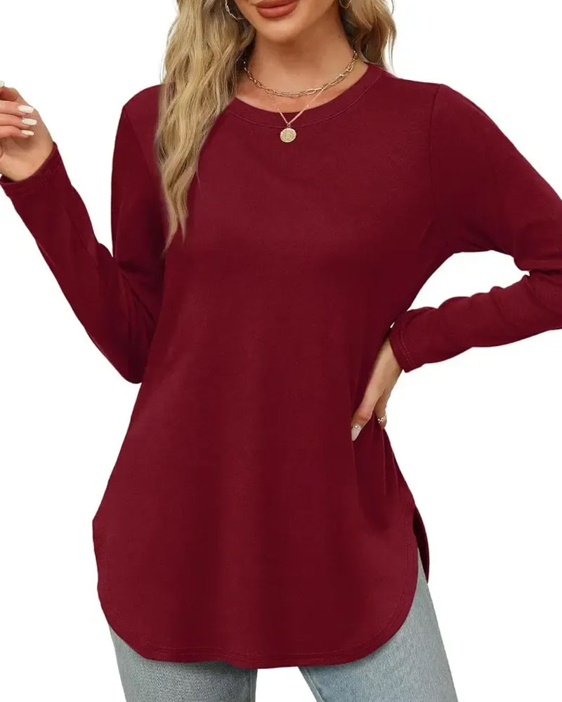 Solid Color Long Sleeve Top