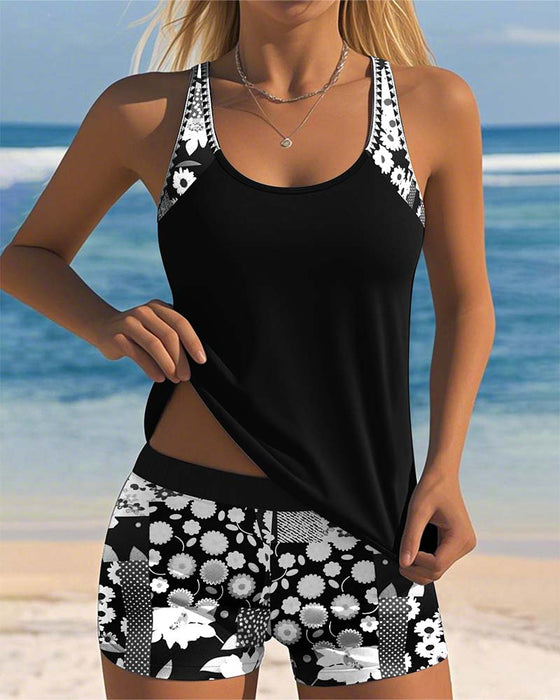 Tank Top Printed Boxer Swimsuit