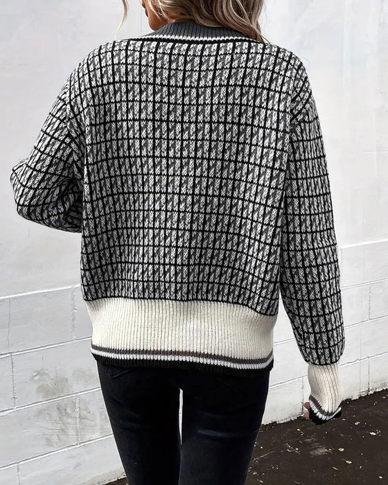 Vintage Plaid Button-Down Cardigan