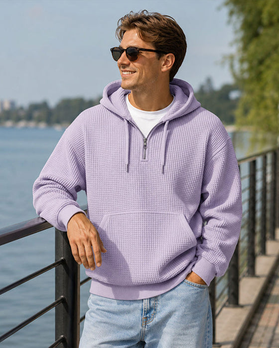 Men's Solid Zip Pullover Hoodie