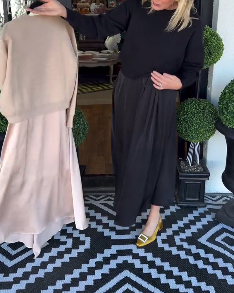 Solid Color Pleated Versatile Set