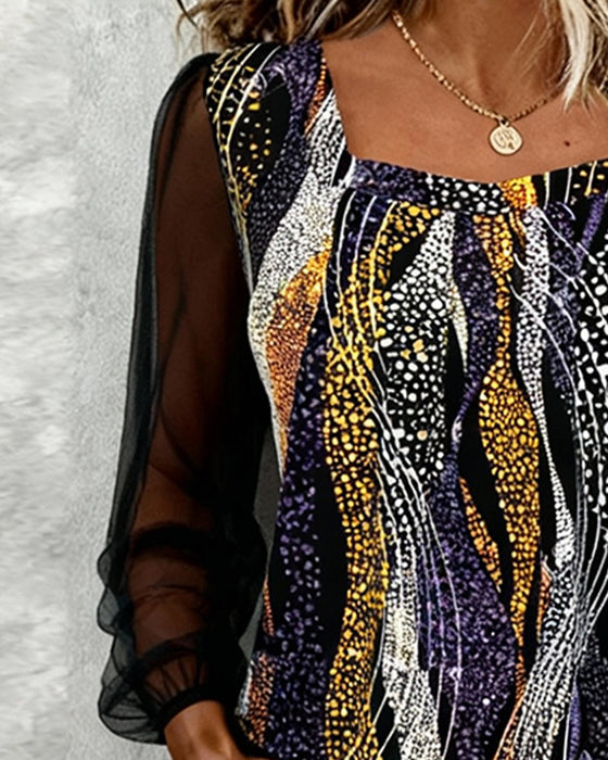 Long-Sleeved Printed Fashion Top