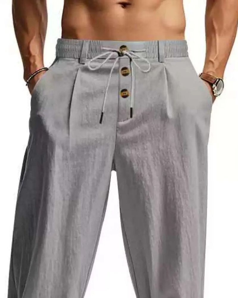 Casual Solid-Color Straight-Leg Pants