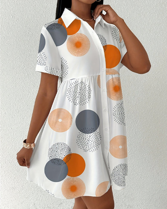 Polka Dot Print Shirt Dress