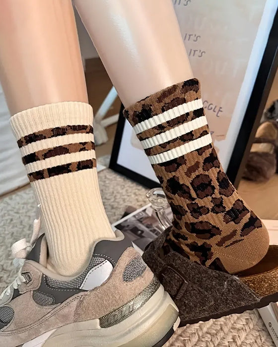 Leopard Print Knee-High Socks