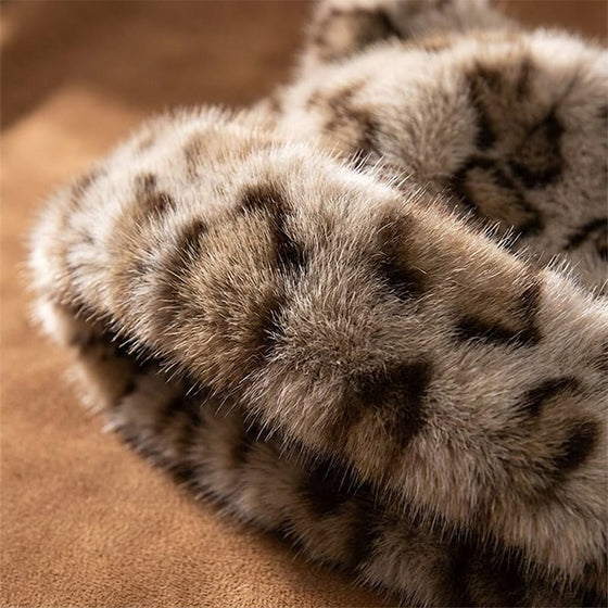 Leopard Print Plush Cat Ear Hat